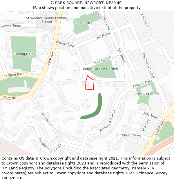 7, PARK SQUARE, NEWPORT, NP20 4EL: Location map and indicative extent of plot