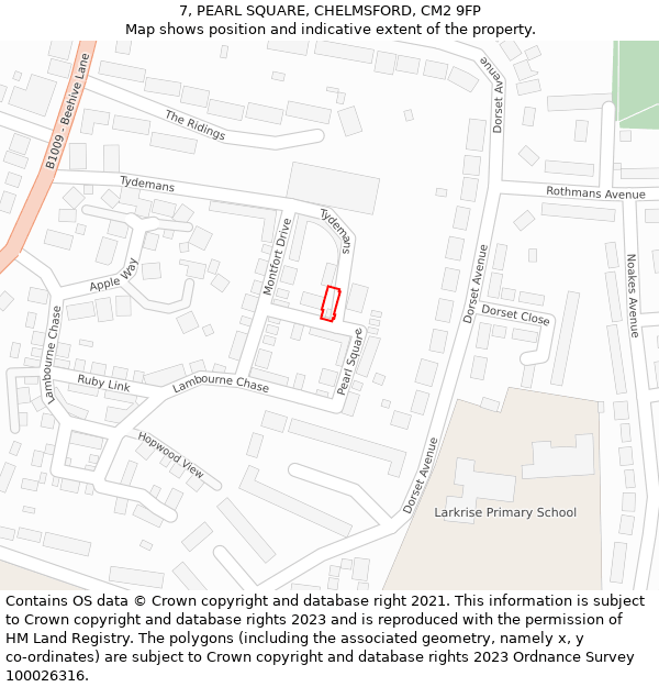 7, PEARL SQUARE, CHELMSFORD, CM2 9FP: Location map and indicative extent of plot