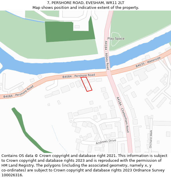 7, PERSHORE ROAD, EVESHAM, WR11 2LT: Location map and indicative extent of plot