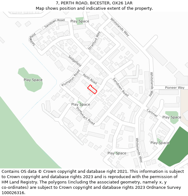 7, PERTH ROAD, BICESTER, OX26 1AR: Location map and indicative extent of plot