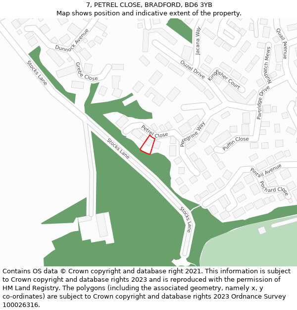 7, PETREL CLOSE, BRADFORD, BD6 3YB: Location map and indicative extent of plot