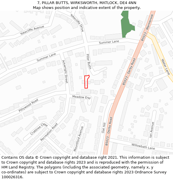 7, PILLAR BUTTS, WIRKSWORTH, MATLOCK, DE4 4NN: Location map and indicative extent of plot