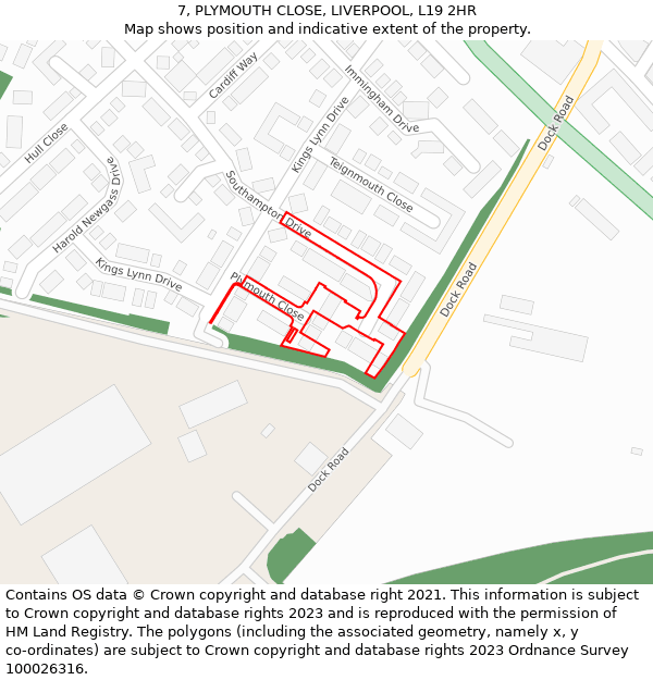 7, PLYMOUTH CLOSE, LIVERPOOL, L19 2HR: Location map and indicative extent of plot