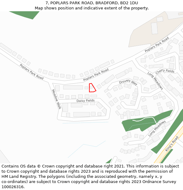 7, POPLARS PARK ROAD, BRADFORD, BD2 1DU: Location map and indicative extent of plot