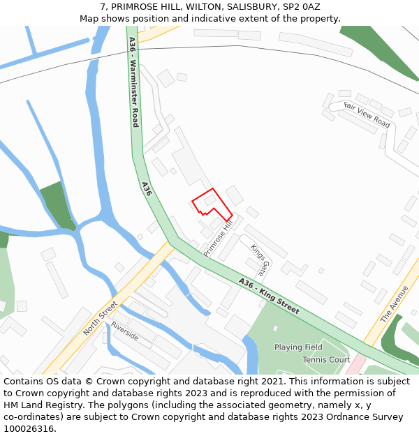 7, PRIMROSE HILL, WILTON, SALISBURY, SP2 0AZ: Location map and indicative extent of plot