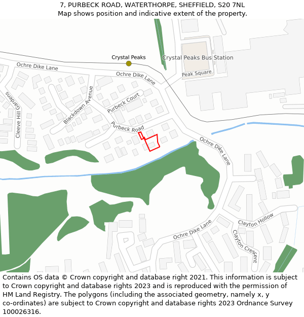 7, PURBECK ROAD, WATERTHORPE, SHEFFIELD, S20 7NL: Location map and indicative extent of plot
