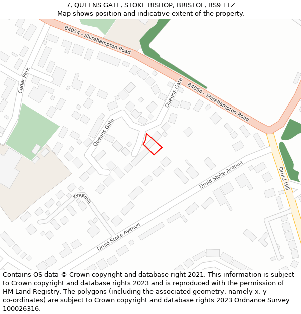 7, QUEENS GATE, STOKE BISHOP, BRISTOL, BS9 1TZ: Location map and indicative extent of plot