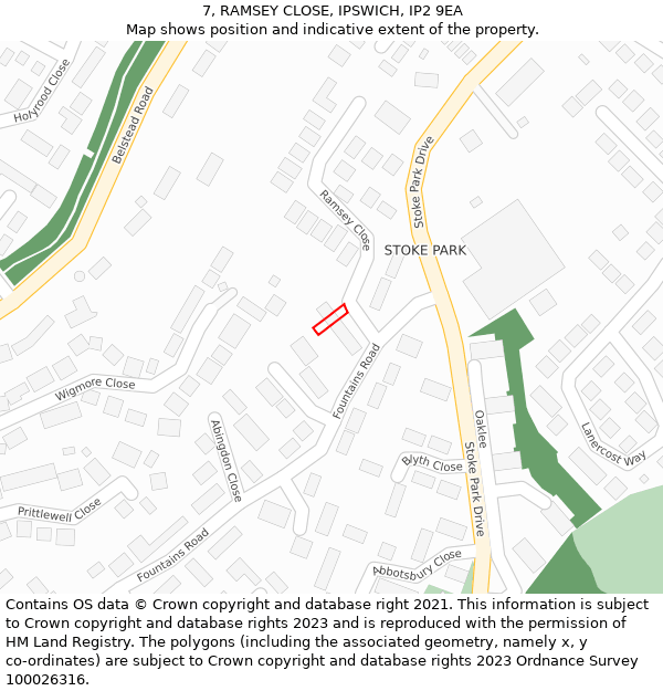 7, RAMSEY CLOSE, IPSWICH, IP2 9EA: Location map and indicative extent of plot