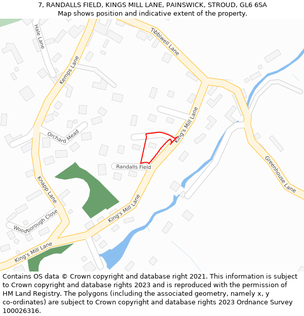 7, RANDALLS FIELD, KINGS MILL LANE, PAINSWICK, STROUD, GL6 6SA: Location map and indicative extent of plot