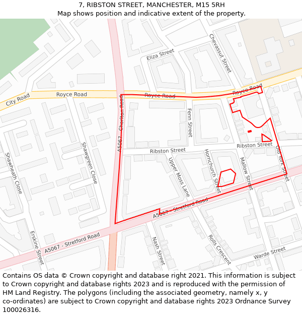 7, RIBSTON STREET, MANCHESTER, M15 5RH: Location map and indicative extent of plot
