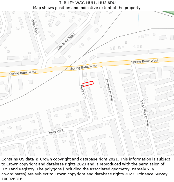 7, RILEY WAY, HULL, HU3 6DU: Location map and indicative extent of plot