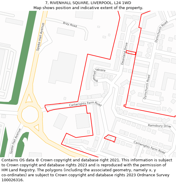 7, RIVENHALL SQUARE, LIVERPOOL, L24 1WD: Location map and indicative extent of plot
