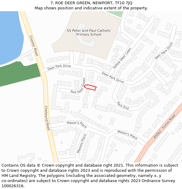 7, ROE DEER GREEN, NEWPORT, TF10 7JQ: Location map and indicative extent of plot