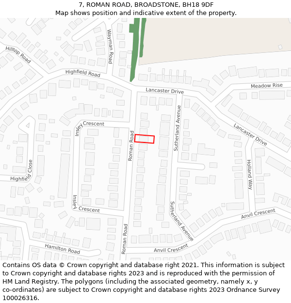 7, ROMAN ROAD, BROADSTONE, BH18 9DF: Location map and indicative extent of plot