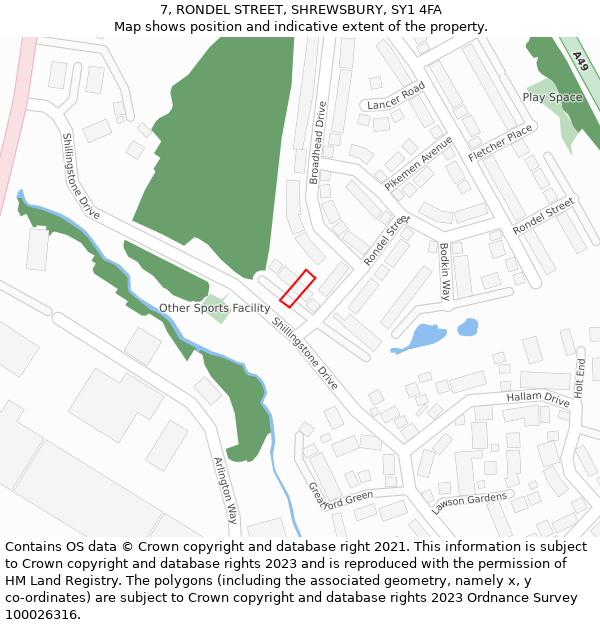 7, RONDEL STREET, SHREWSBURY, SY1 4FA: Location map and indicative extent of plot