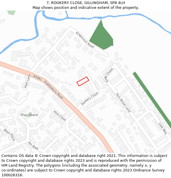 7, ROOKERY CLOSE, GILLINGHAM, SP8 4LH: Location map and indicative extent of plot