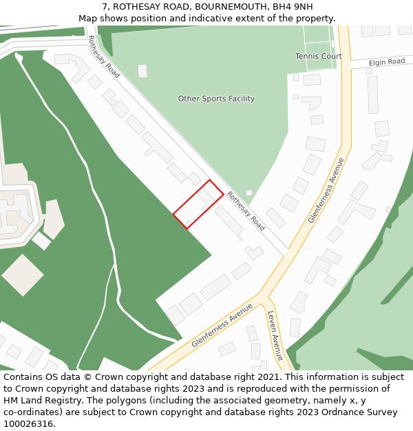 7, ROTHESAY ROAD, BOURNEMOUTH, BH4 9NH: Location map and indicative extent of plot