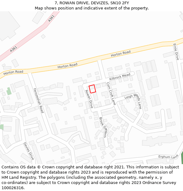 7, ROWAN DRIVE, DEVIZES, SN10 2FY: Location map and indicative extent of plot