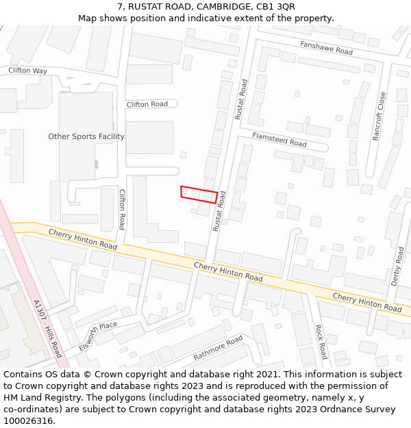 7, RUSTAT ROAD, CAMBRIDGE, CB1 3QR: Location map and indicative extent of plot