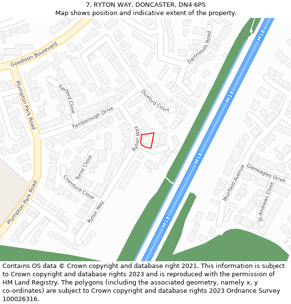 7, RYTON WAY, DONCASTER, DN4 6PS: Location map and indicative extent of plot