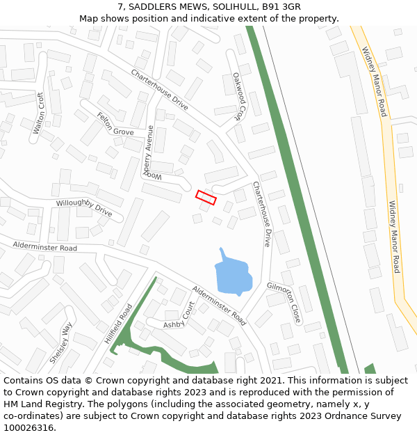 7, SADDLERS MEWS, SOLIHULL, B91 3GR: Location map and indicative extent of plot