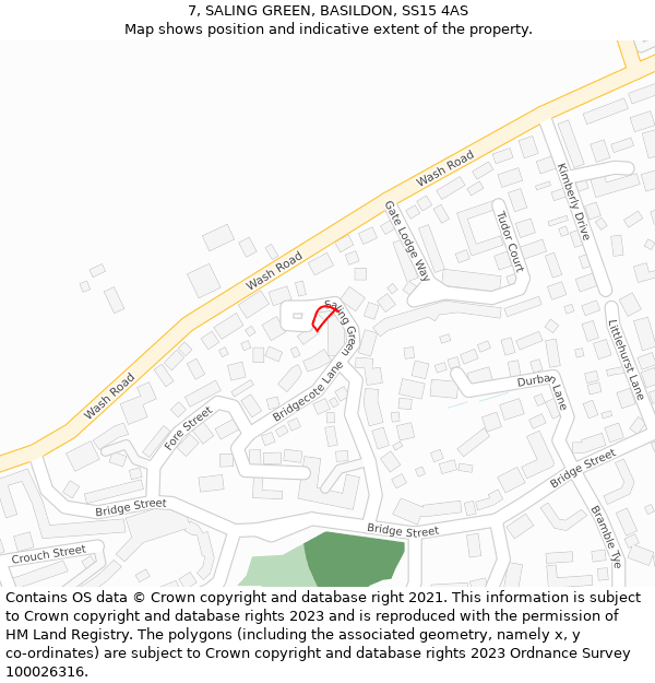 7, SALING GREEN, BASILDON, SS15 4AS: Location map and indicative extent of plot