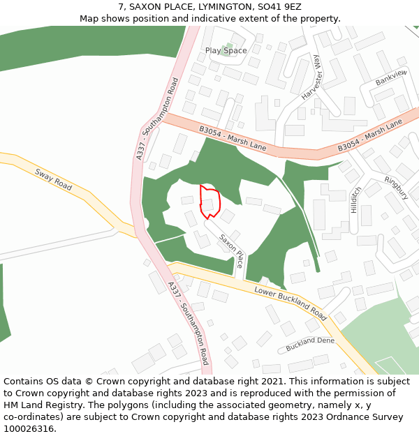 7, SAXON PLACE, LYMINGTON, SO41 9EZ: Location map and indicative extent of plot