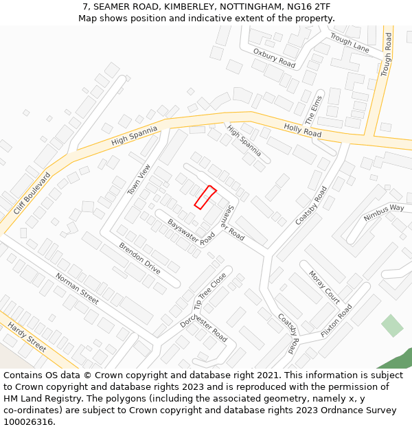 7, SEAMER ROAD, KIMBERLEY, NOTTINGHAM, NG16 2TF: Location map and indicative extent of plot