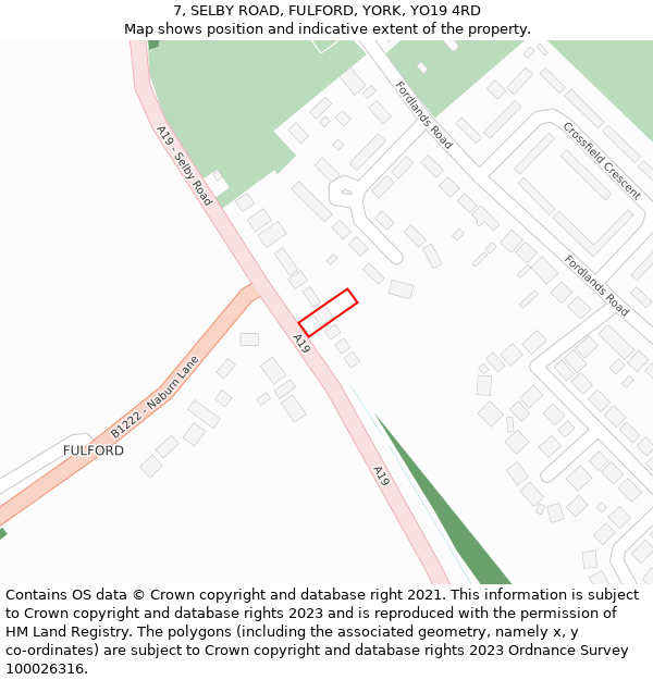 7, SELBY ROAD, FULFORD, YORK, YO19 4RD: Location map and indicative extent of plot