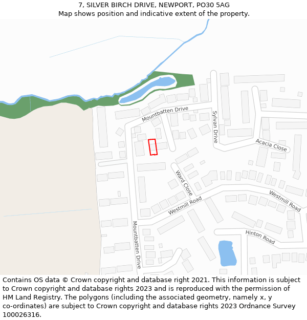 7, SILVER BIRCH DRIVE, NEWPORT, PO30 5AG: Location map and indicative extent of plot