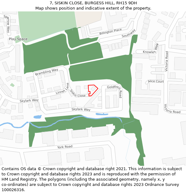 7, SISKIN CLOSE, BURGESS HILL, RH15 9DH: Location map and indicative extent of plot