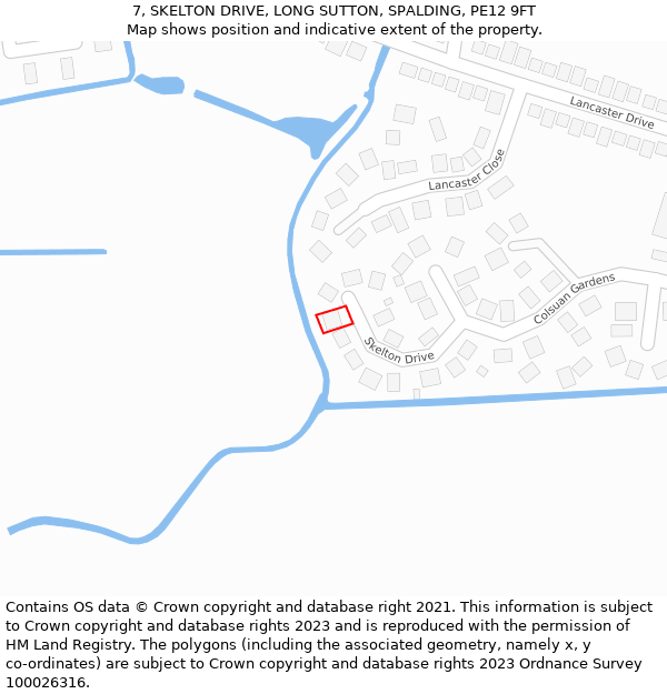 7, SKELTON DRIVE, LONG SUTTON, SPALDING, PE12 9FT: Location map and indicative extent of plot