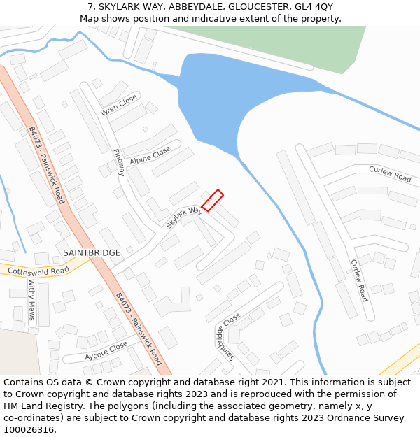 7, SKYLARK WAY, ABBEYDALE, GLOUCESTER, GL4 4QY: Location map and indicative extent of plot