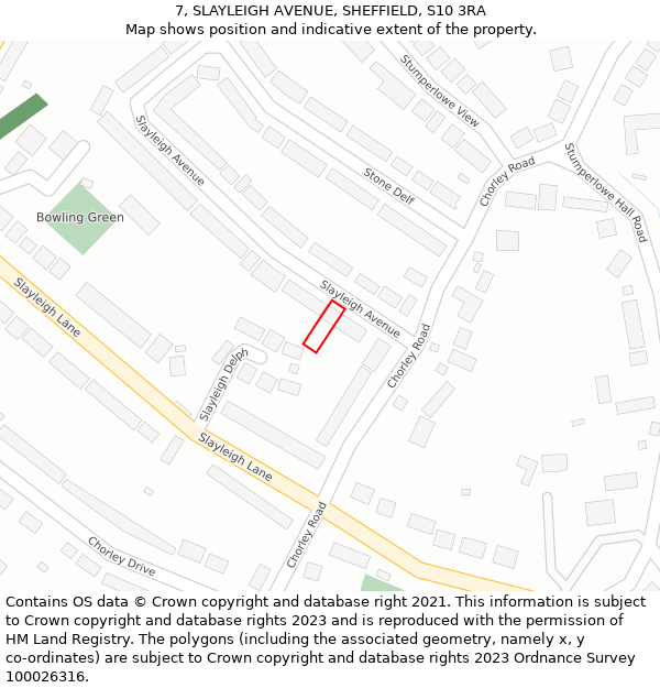 7, SLAYLEIGH AVENUE, SHEFFIELD, S10 3RA: Location map and indicative extent of plot
