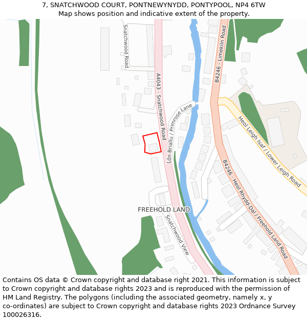 7, SNATCHWOOD COURT, PONTNEWYNYDD, PONTYPOOL, NP4 6TW: Location map and indicative extent of plot