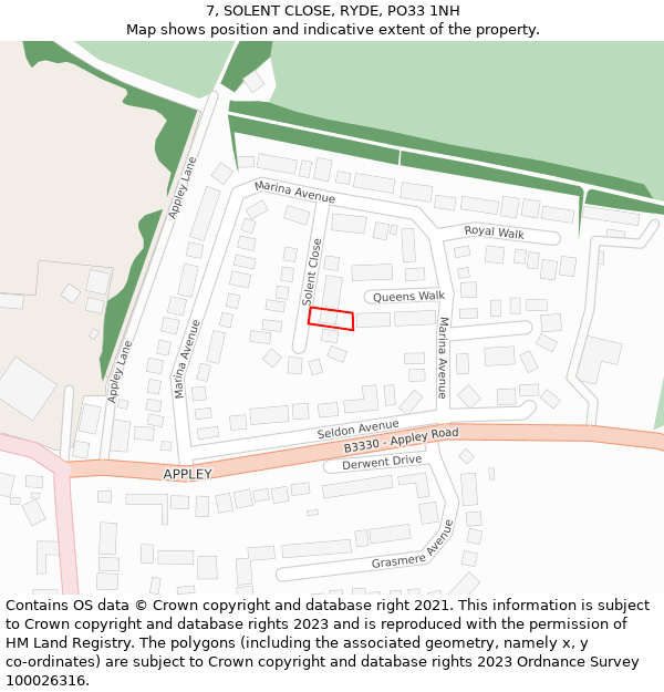 7, SOLENT CLOSE, RYDE, PO33 1NH: Location map and indicative extent of plot