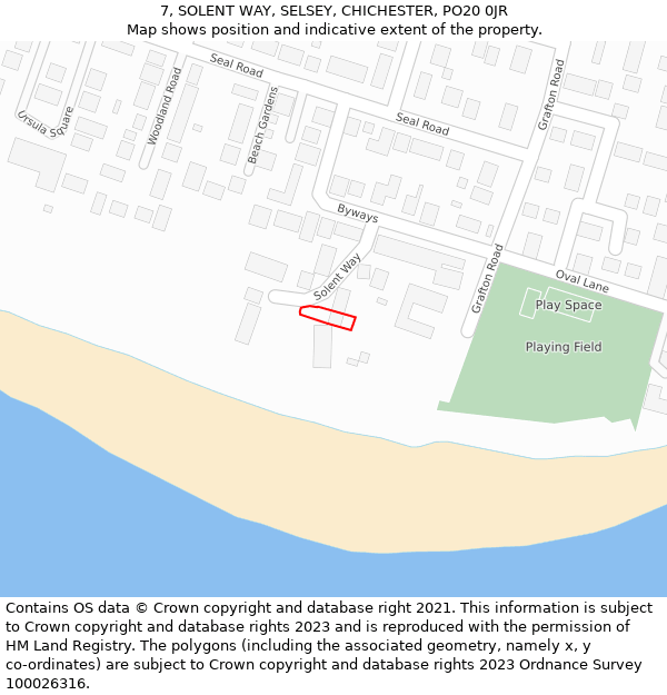 7, SOLENT WAY, SELSEY, CHICHESTER, PO20 0JR: Location map and indicative extent of plot