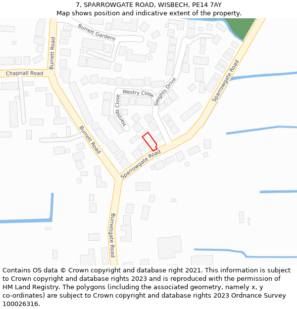 7, SPARROWGATE ROAD, WISBECH, PE14 7AY: Location map and indicative extent of plot