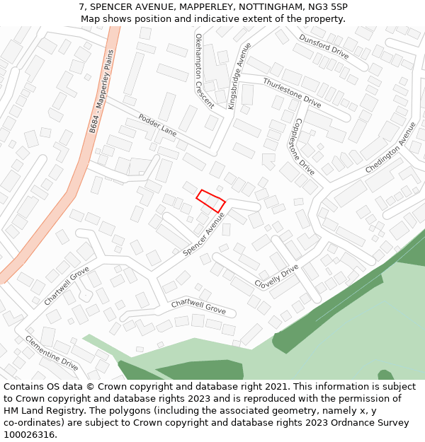 7, SPENCER AVENUE, MAPPERLEY, NOTTINGHAM, NG3 5SP: Location map and indicative extent of plot