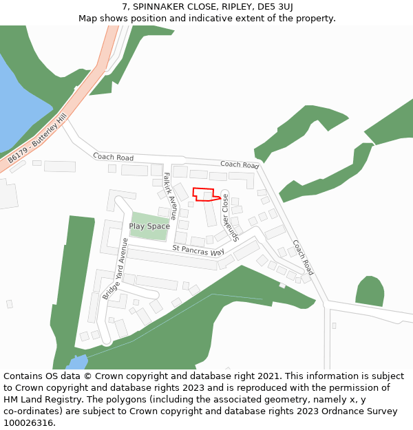 7, SPINNAKER CLOSE, RIPLEY, DE5 3UJ: Location map and indicative extent of plot