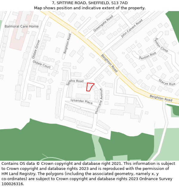 7, SPITFIRE ROAD, SHEFFIELD, S13 7AD: Location map and indicative extent of plot
