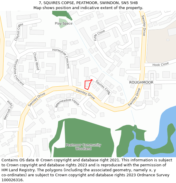 7, SQUIRES COPSE, PEATMOOR, SWINDON, SN5 5HB: Location map and indicative extent of plot