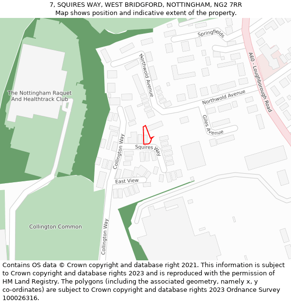 7, SQUIRES WAY, WEST BRIDGFORD, NOTTINGHAM, NG2 7RR: Location map and indicative extent of plot