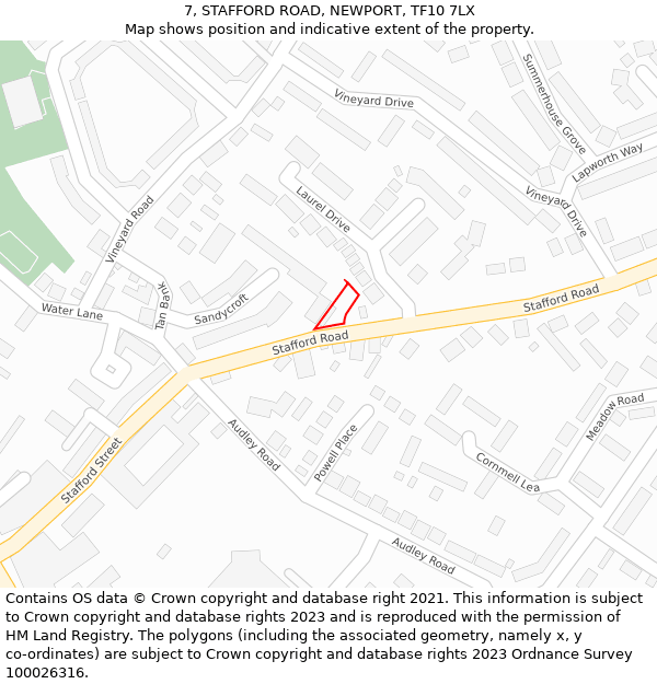 7, STAFFORD ROAD, NEWPORT, TF10 7LX: Location map and indicative extent of plot