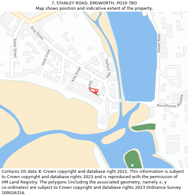 7, STANLEY ROAD, EMSWORTH, PO10 7BD: Location map and indicative extent of plot