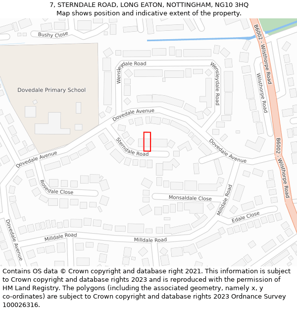 7, STERNDALE ROAD, LONG EATON, NOTTINGHAM, NG10 3HQ: Location map and indicative extent of plot