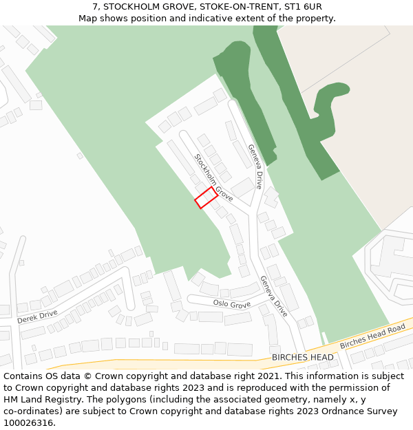 7, STOCKHOLM GROVE, STOKE-ON-TRENT, ST1 6UR: Location map and indicative extent of plot