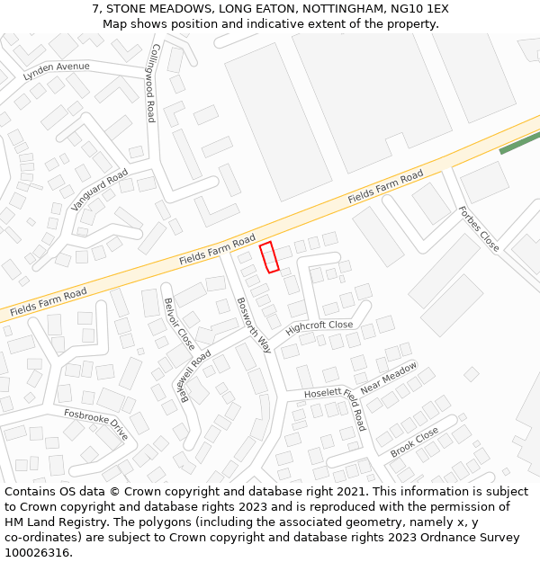 7, STONE MEADOWS, LONG EATON, NOTTINGHAM, NG10 1EX: Location map and indicative extent of plot