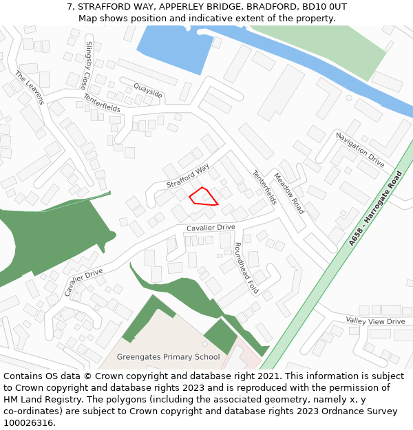 7, STRAFFORD WAY, APPERLEY BRIDGE, BRADFORD, BD10 0UT: Location map and indicative extent of plot