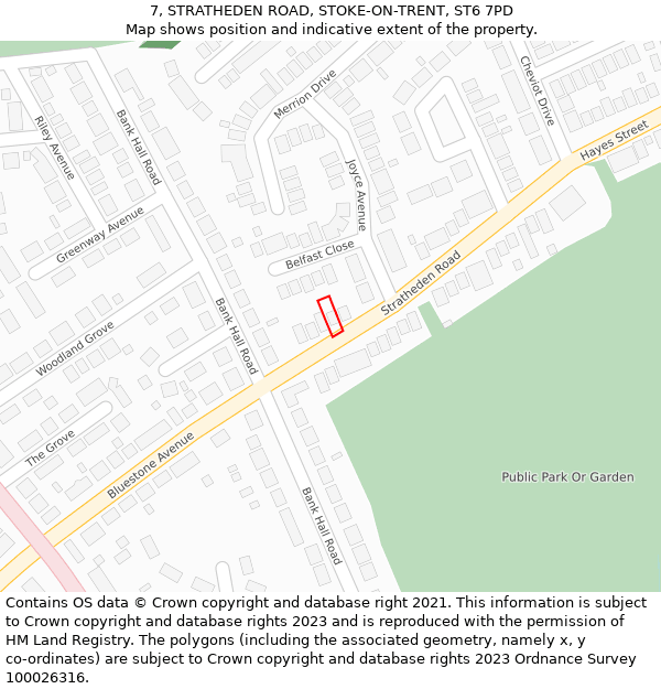 7, STRATHEDEN ROAD, STOKE-ON-TRENT, ST6 7PD: Location map and indicative extent of plot